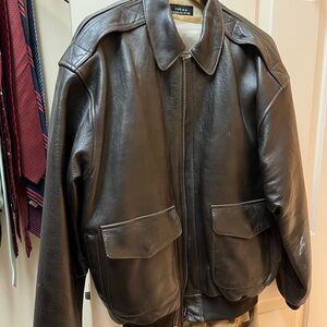 Avirex Dark Brown Leather Bomber Jacket